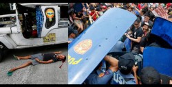 Policía de Filipinas atropella a manifestantes