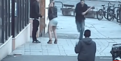 VIDEO: Ataca a pareja con un palo, por no hablar inglés