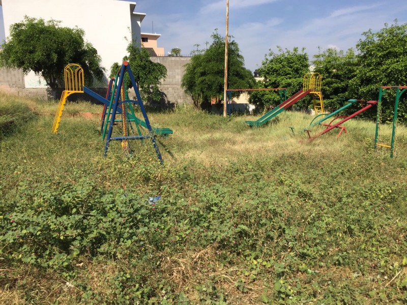 Lleno de ramas parque del fraccionamiento Los Almendros