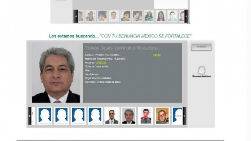 PGR suma a Tomás Yarrington a los delincuentes más buscados