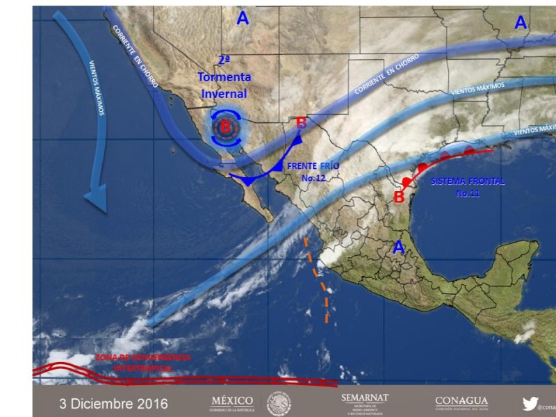 Tormenta invernal se extenderá sobre Sinaloa y Durango
