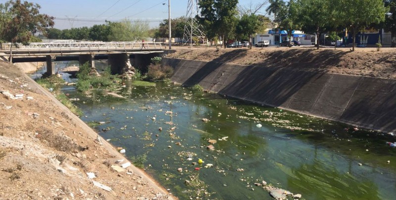 Agua verde en el arroyo de Villa Galaxia