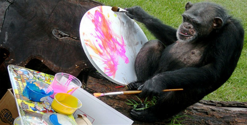 Increíble simios que pintan