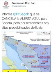 Cancelan alerta azul por "Javier"