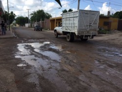 Problema de baches en la calle Mineral del Palmarito