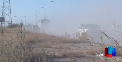 Mucho polvo en el boulevard Las Torres