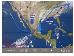 Probabilidad de lluvias con intervalos de chubascos en Sinaloa