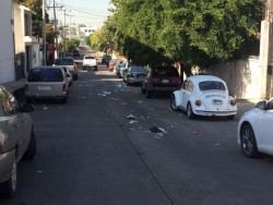 Basura regada por la calle Río Sonora