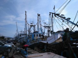 Se amarran barcos en puerto por avituallamiento