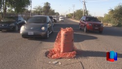 Se hunde el pavimento en conocida calle