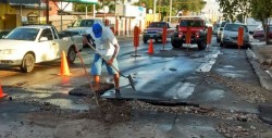 Reparan línea de conducción por la Aldama