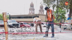 Corrigen falla en fuente de plaza 5 de Mayo