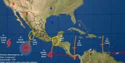 Depresión tropical 9-E se forma al sur de las costas de Oaxaca