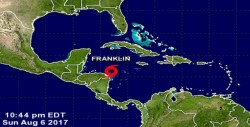 Tormenta tropical "Franklin" avanza hacia la Península de Yucatán