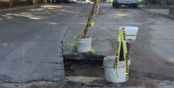 Hoyo peligroso en colinas de San Miguel